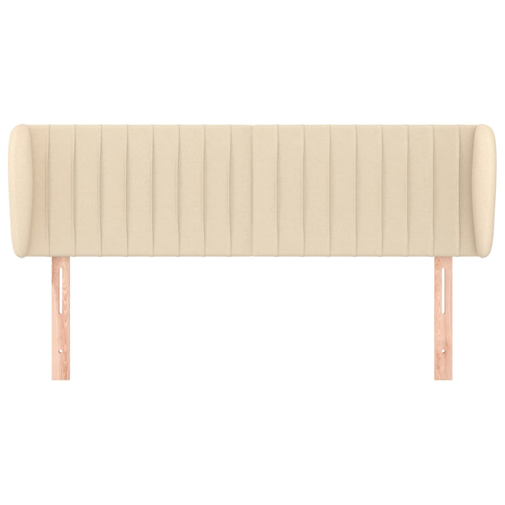 sengegavl med kanter 147x23x78/88 cm stof cremefarvet