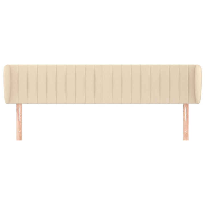 sengegavl med kanter 163x23x78/88 cm stof cremefarvet