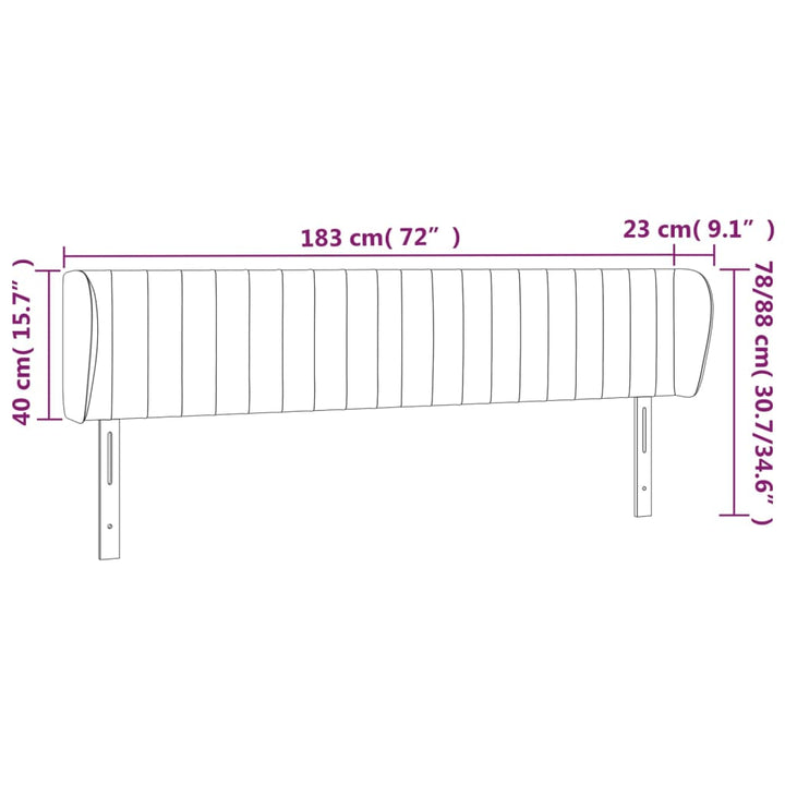 sengegavl med kanter 183x23x78/88 cm stof sort
