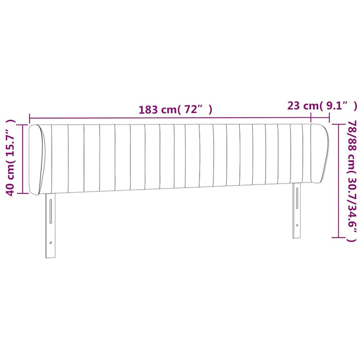 sengegavl med kanter 183x23x78/88 cm stof cremefarvet