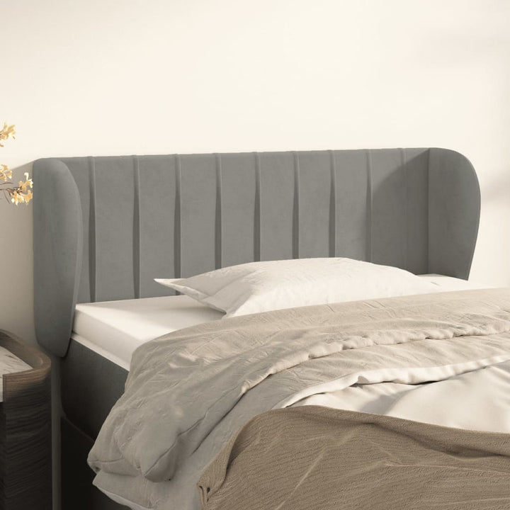 sengegavl med kanter 83x23x78/88 cm fløjl lysegrå
