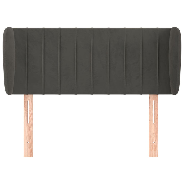 sengegavl med kanter 83x23x78/88 cm fløjl mørkegrå
