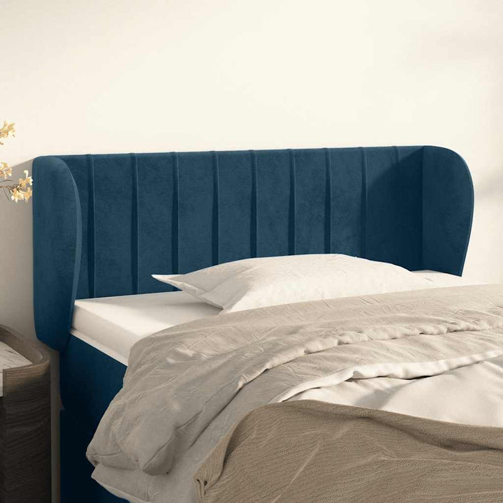 sengegavl med kanter 83x23x78/88 cm fløjl mørkeblå