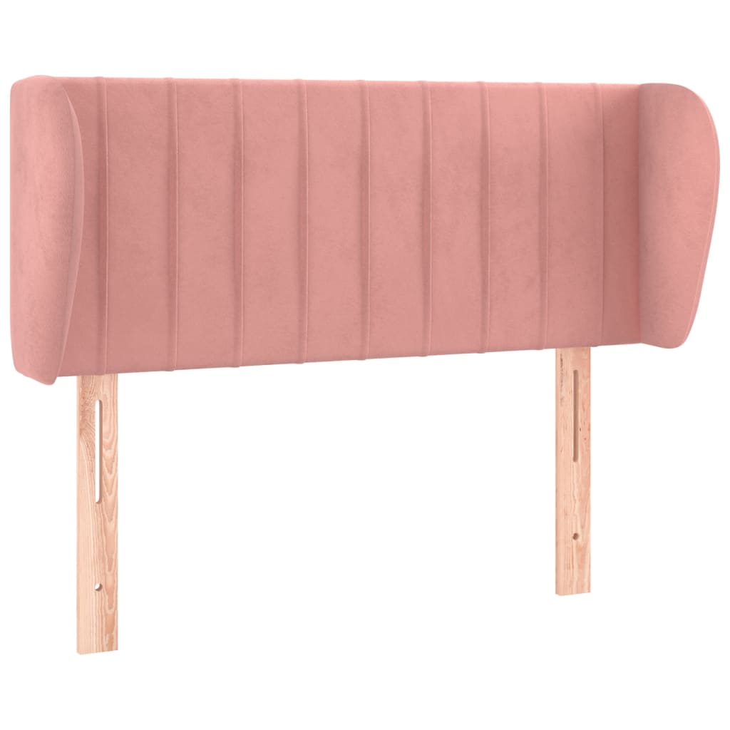 sengegavl med kanter 83x23x78/88 cm fløjl lyserød