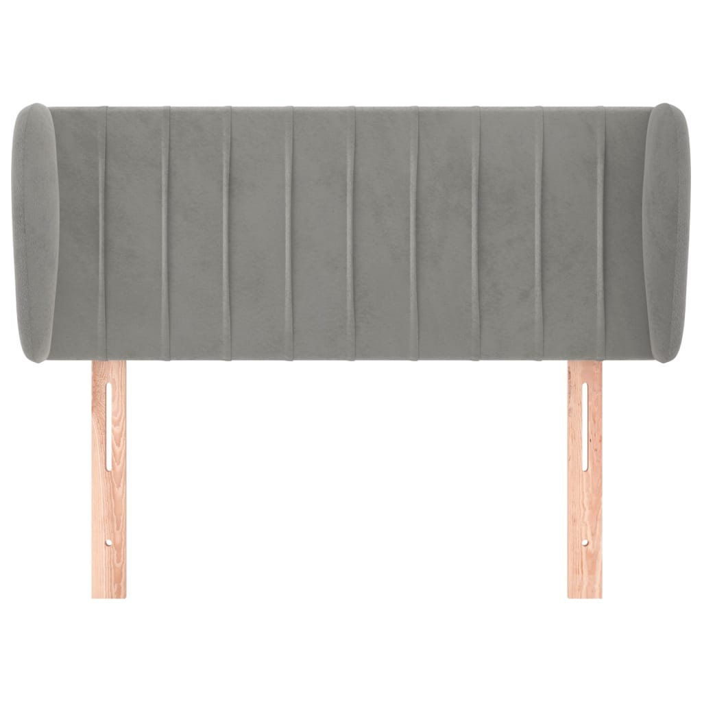 sengegavl med kanter 93x23x78/128 cm fløjl lysegrå