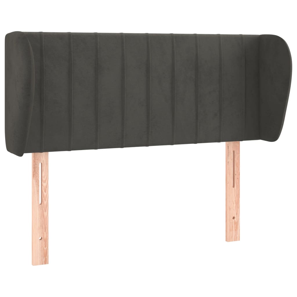 sengegavl med kanter 103x23x78/88 cm fløjl mørkegrå
