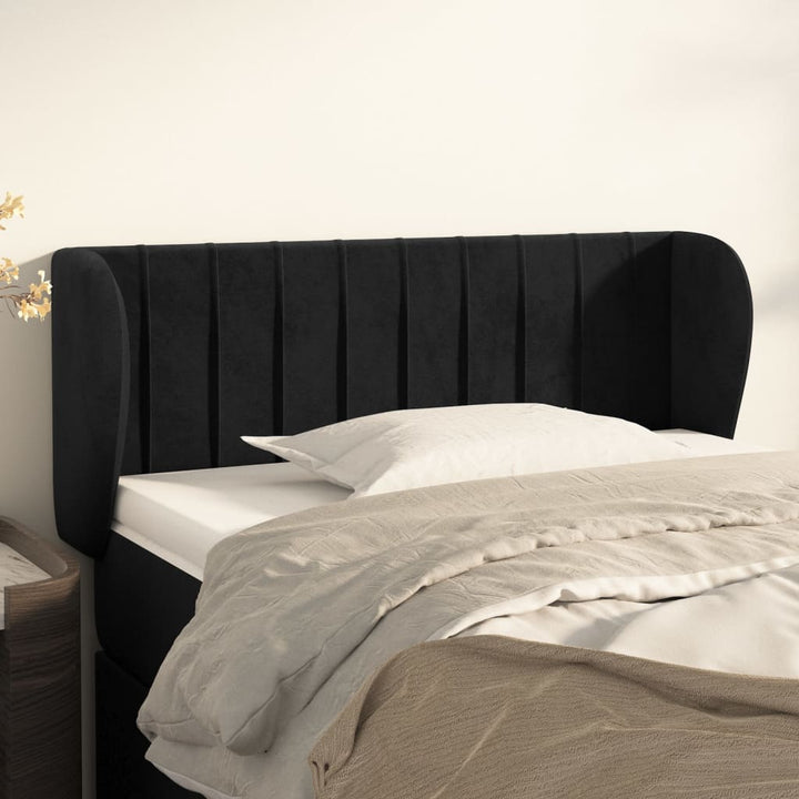sengegavl med kanter 103x23x78/88 cm fløjl sort