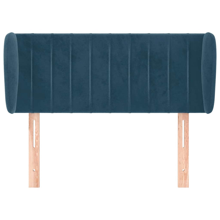 sengegavl med kanter 103x23x78/88 cm fløjl mørkeblå