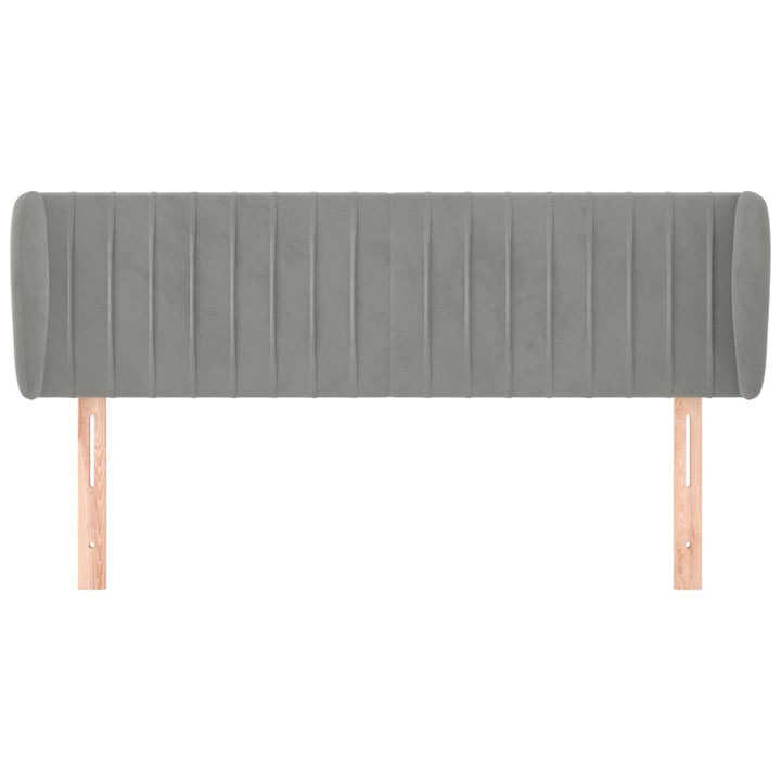 sengegavl med kanter 147x23x78/88cm fløjl lysegrå