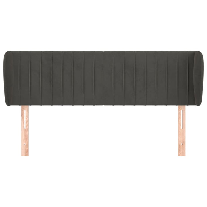 sengegavl med kanter 147x23x78/88 cm fløjl mørkegrå