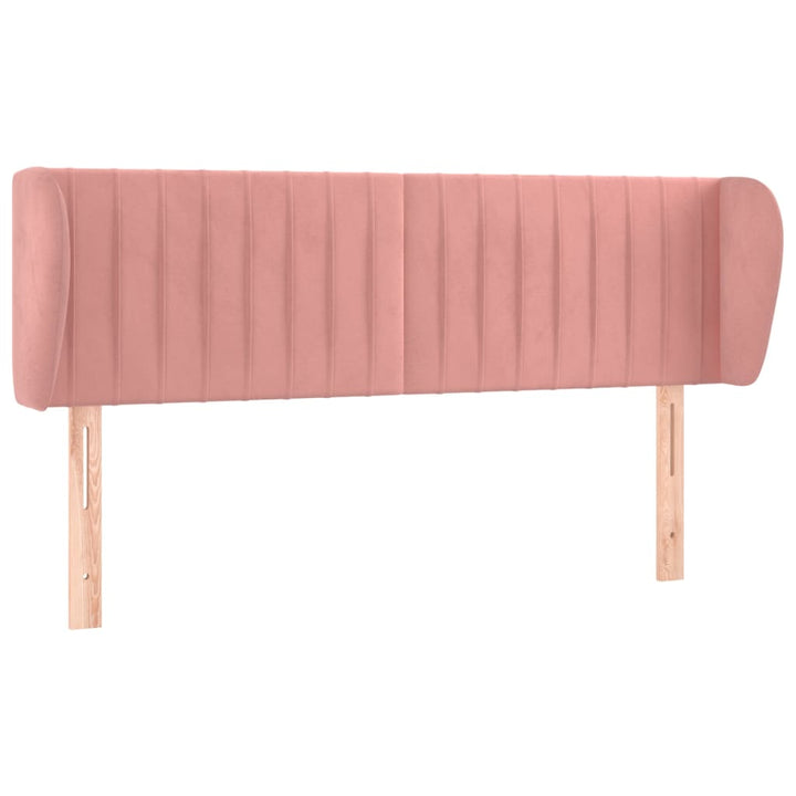 sengegavl med kanter 147x23x78/88 cm fløjl lyserød