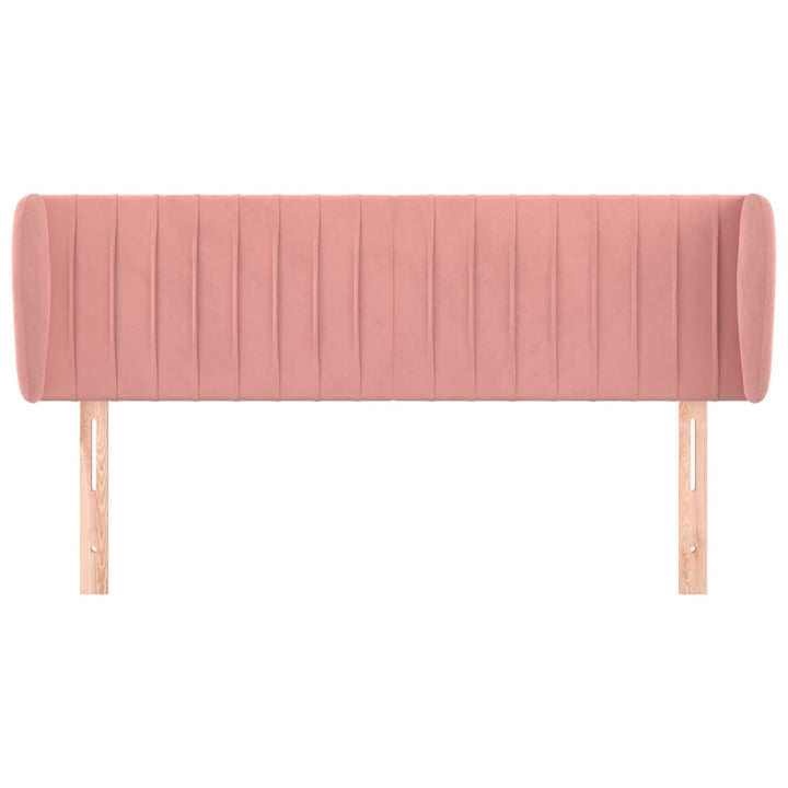 sengegavl med kanter 147x23x78/88 cm fløjl lyserød