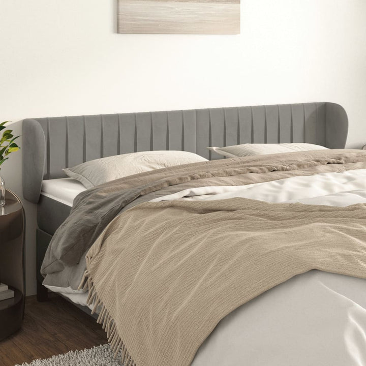 sengegavl med kanter 163x23x78/88cm fløjl lysegrå