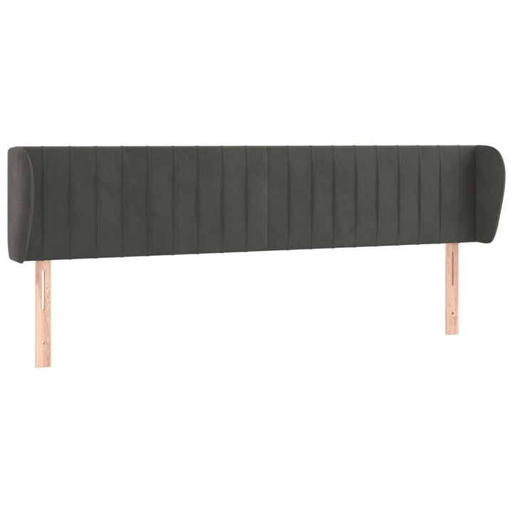 sengegavl med kanter 163x23x78/88 cm fløjl mørkegrå