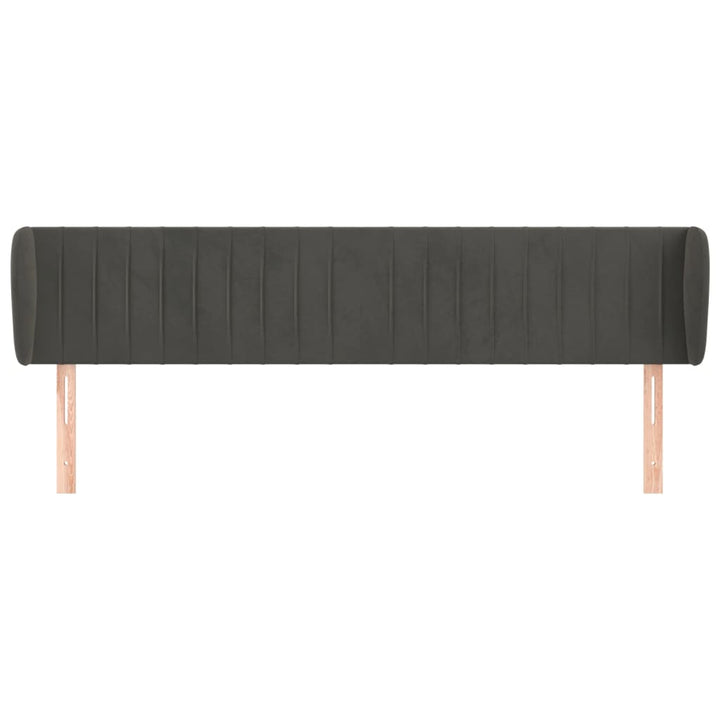 sengegavl med kanter 163x23x78/88 cm fløjl mørkegrå