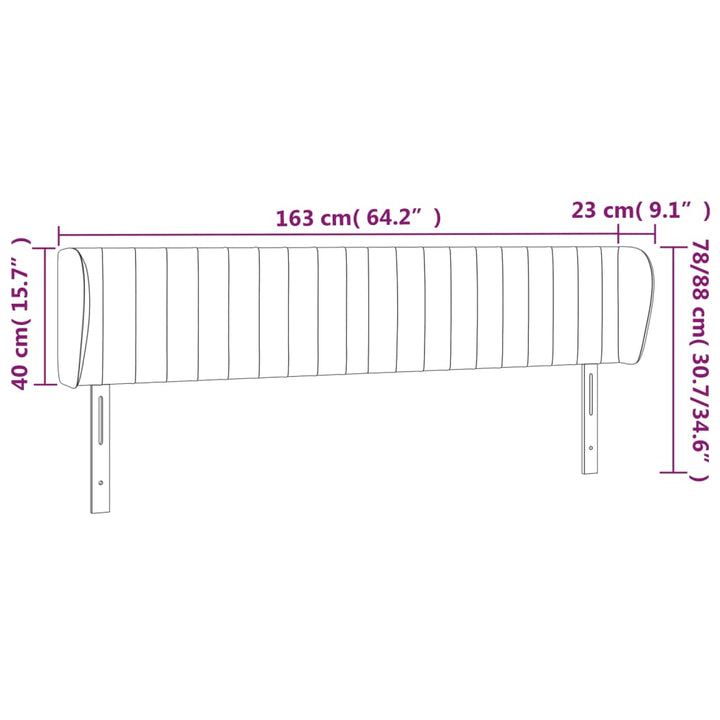 sengegavl med kanter 163x23x78/88 cm fløjl sort