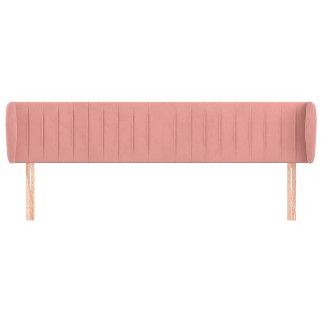 sengegavl med kanter 163x23x78/88 cm fløjl lyserød