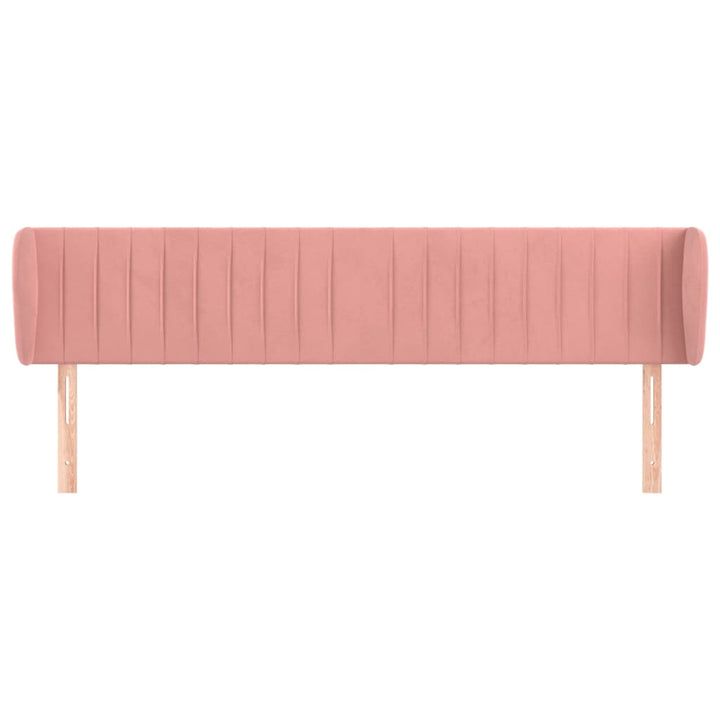 sengegavl med kanter 163x23x78/88 cm fløjl lyserød