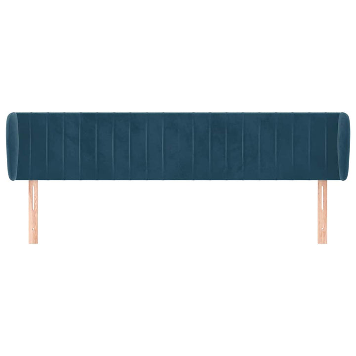 sengegavl med kanter 183x23x78/88 cm fløjl mørkeblå