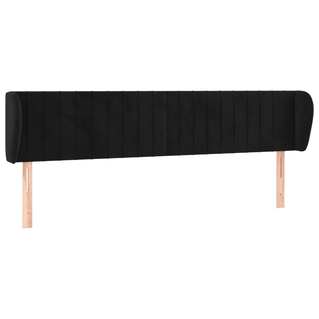 sengegavl med kanter 203x23x78/88 cm fløjl sort