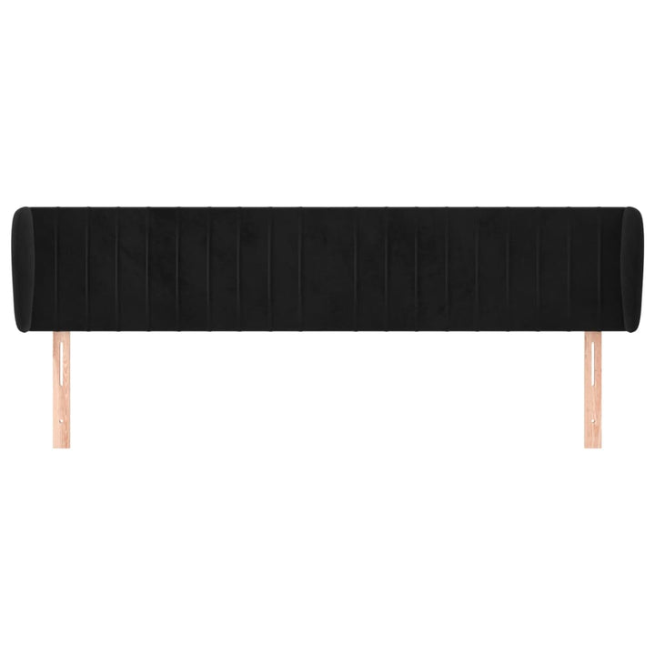 sengegavl med kanter 203x23x78/88 cm fløjl sort