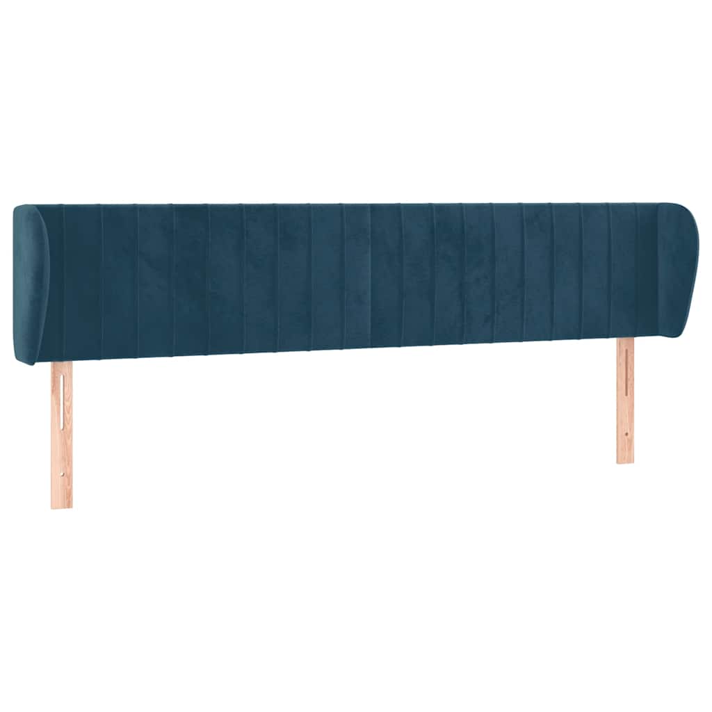 sengegavl med kanter 203x23x78/88 cm fløjl mørkeblå