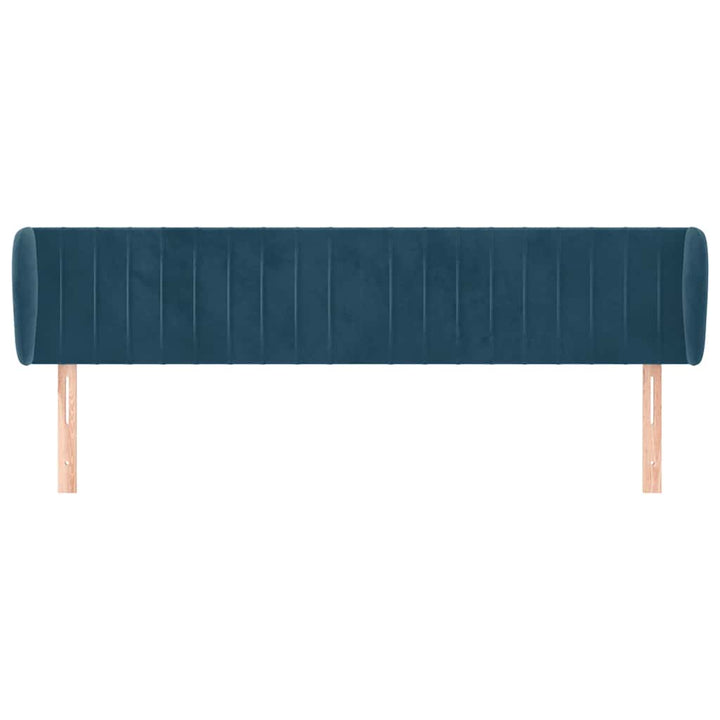 sengegavl med kanter 203x23x78/88 cm fløjl mørkeblå