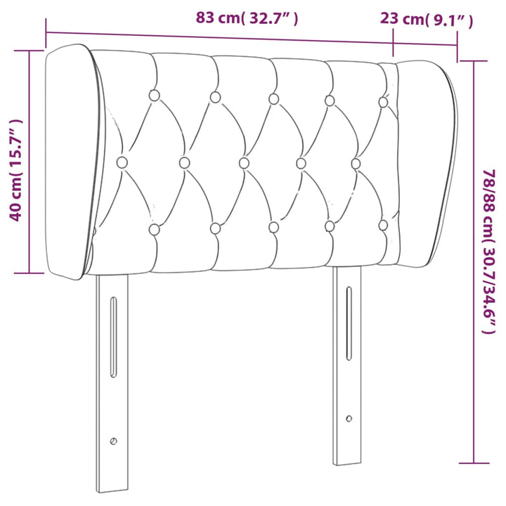 sengegavl med kanter 83x23x78/88 cm stof sort