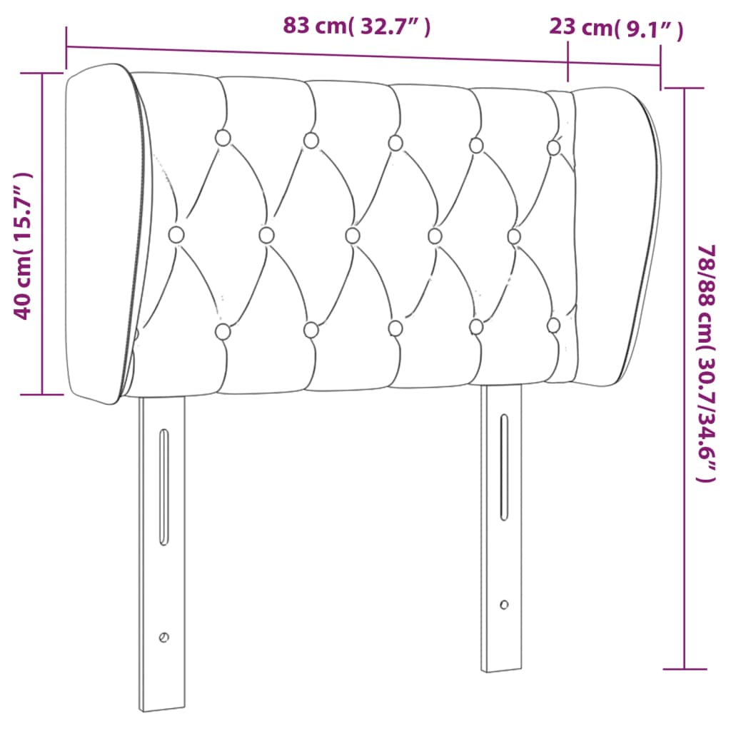 sengegavl med kanter 83x23x78/88 cm stof mørkebrun