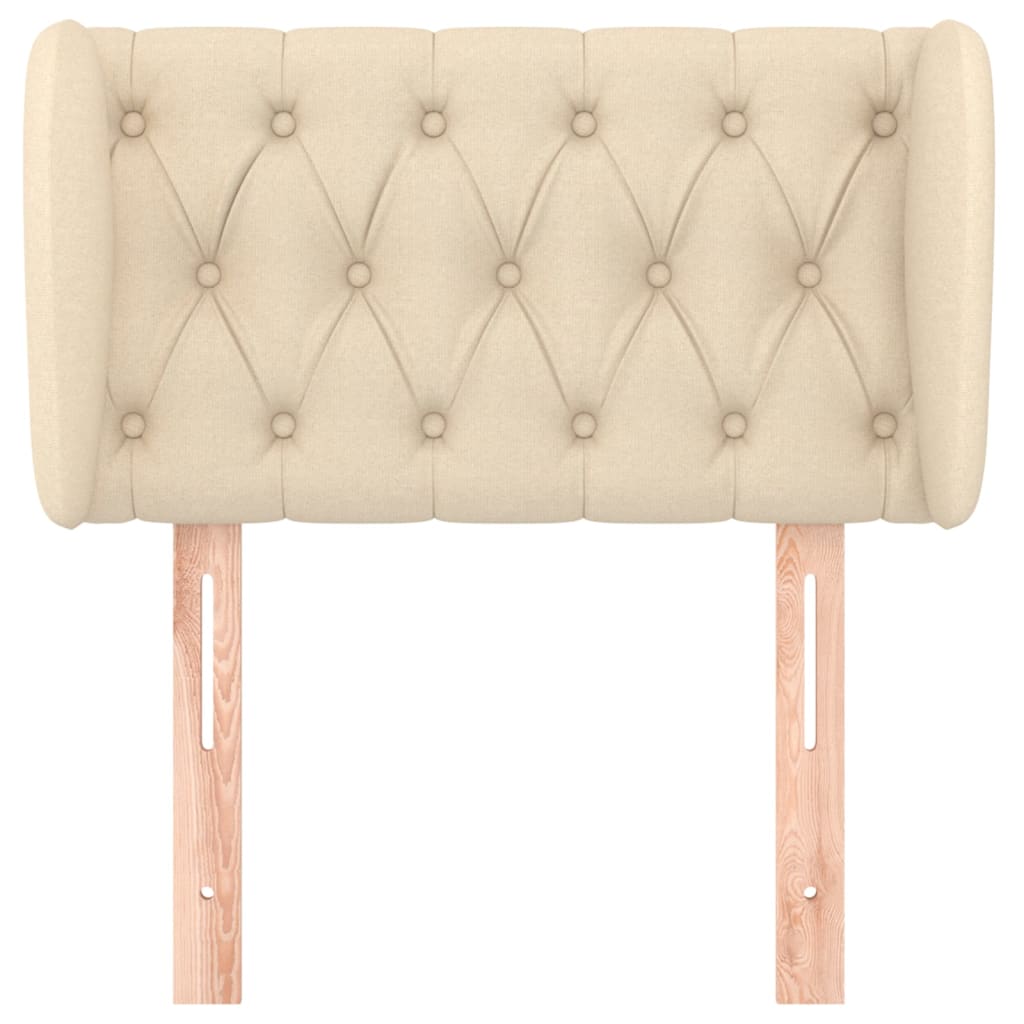 sengegavl med kanter 83x23x78/88 cm stof cremefarvet