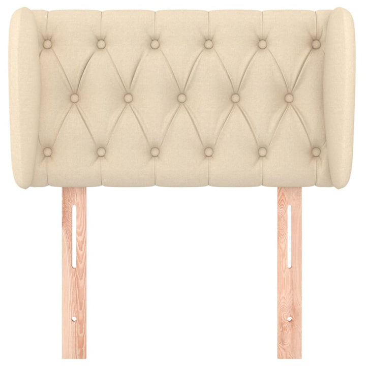 sengegavl med kanter 83x23x78/88 cm stof cremefarvet