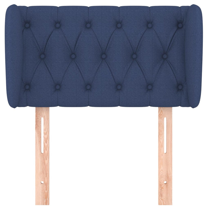 sengegavl med kanter 83x23x78/88 cm stof blå