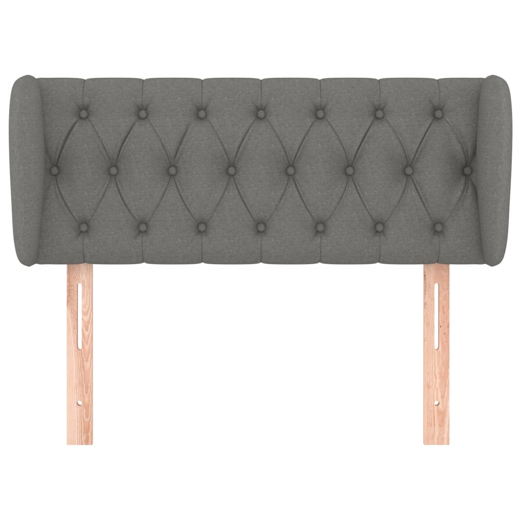 sengegavl med kanter 93x23x78/88 cm stof mørkegrå