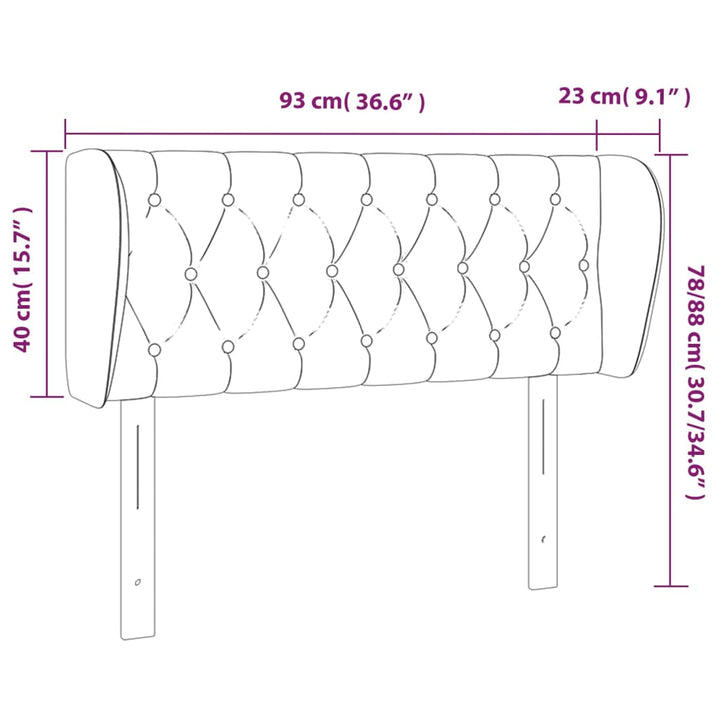 sengegavl med kanter 93x23x78/88 cm stof gråbrun