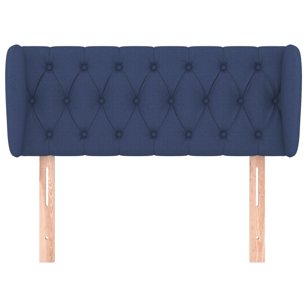 sengegavl med kanter 93x23x78/88 cm stof blå