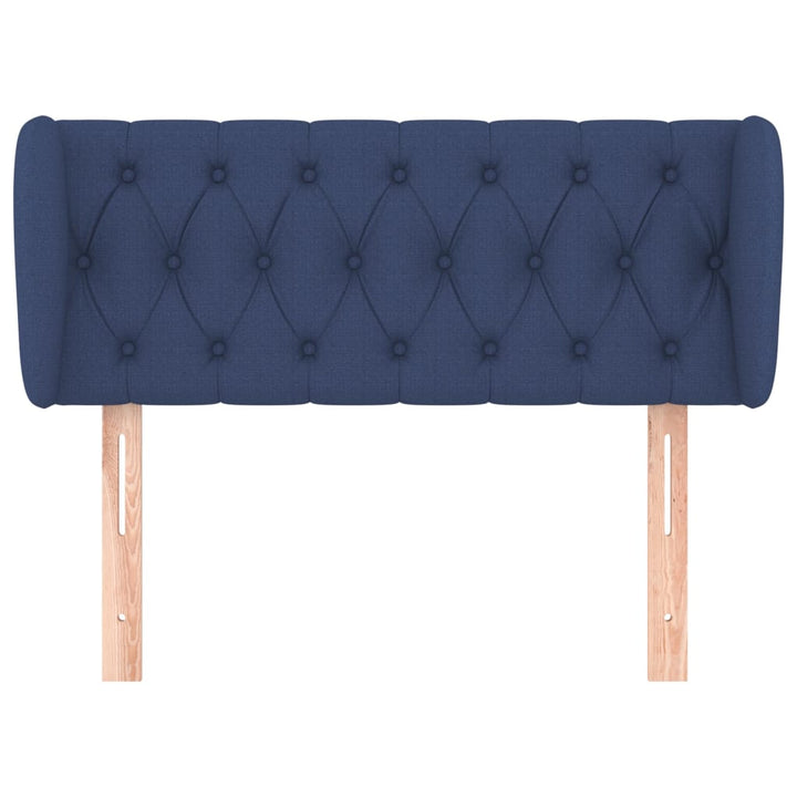sengegavl med kanter 93x23x78/88 cm stof blå