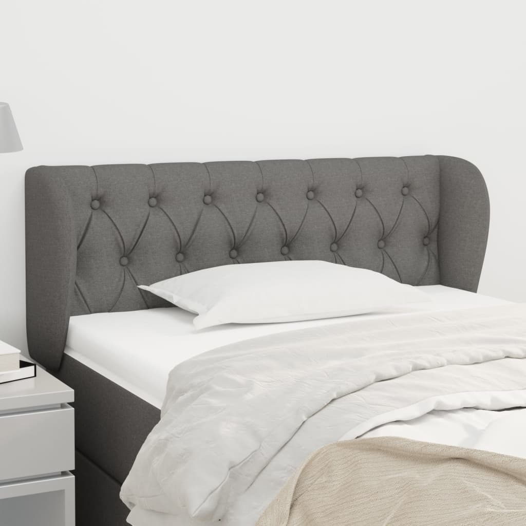 sengegavl med kanter 103x23x78/88 cm stof mørkegrå