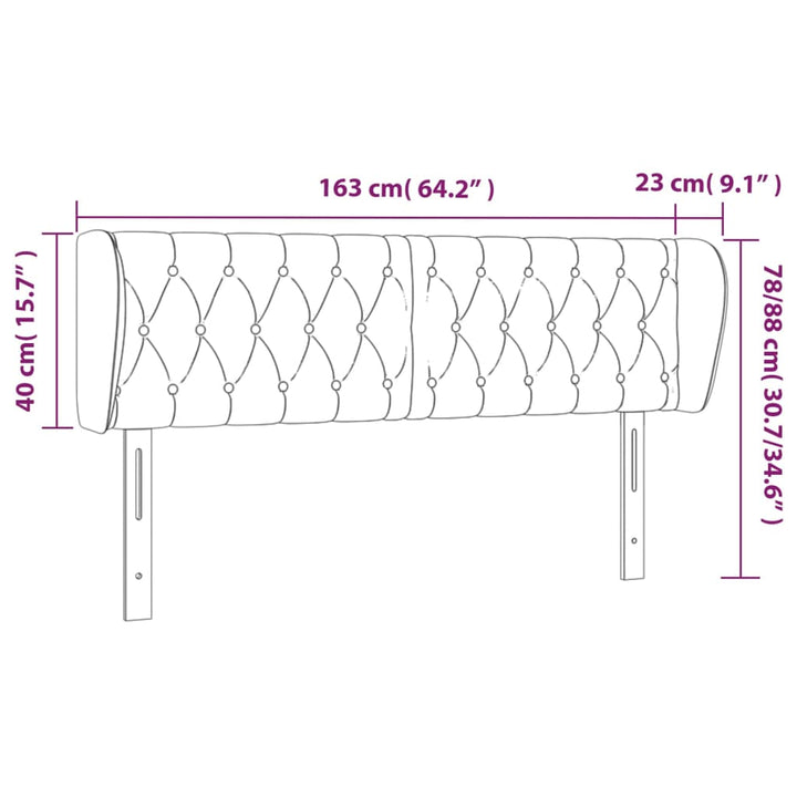 sengegavl med kanter 163x23x78/88 cm stof sort