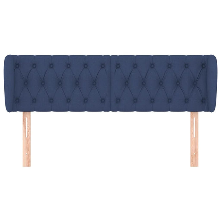 sengegavl med kanter 163x23x78/88 cm stof blå