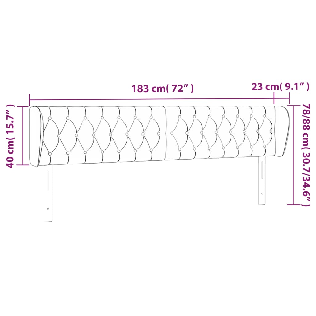 sengegavl med kanter 183x23x78/88 cm stof sort
