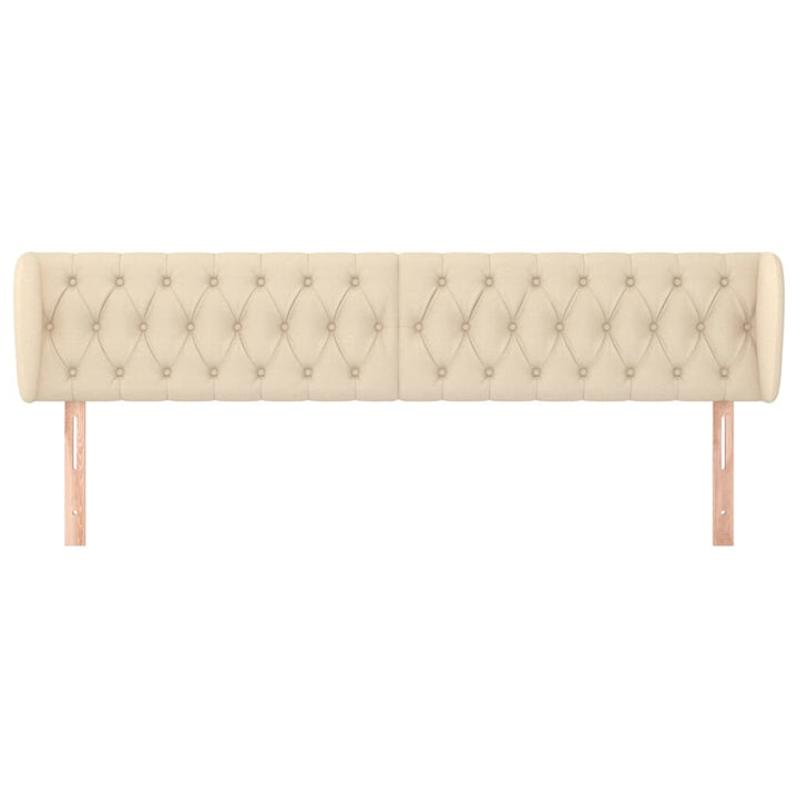 sengegavl med kanter 183x23x78/88 cm stof cremefarvet