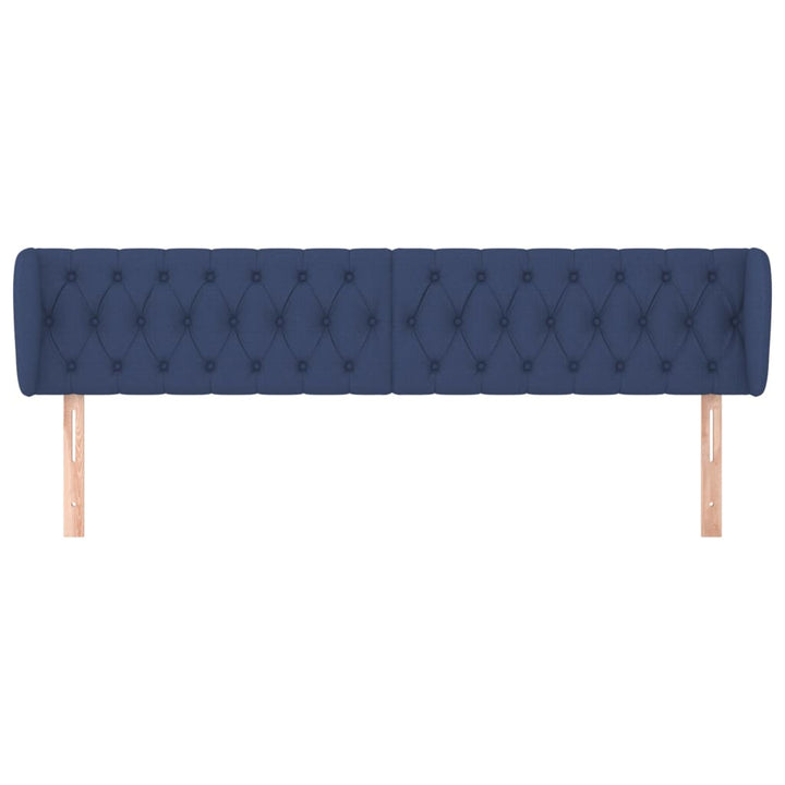 sengegavl med kanter 183x23x78/88 cm stof blå