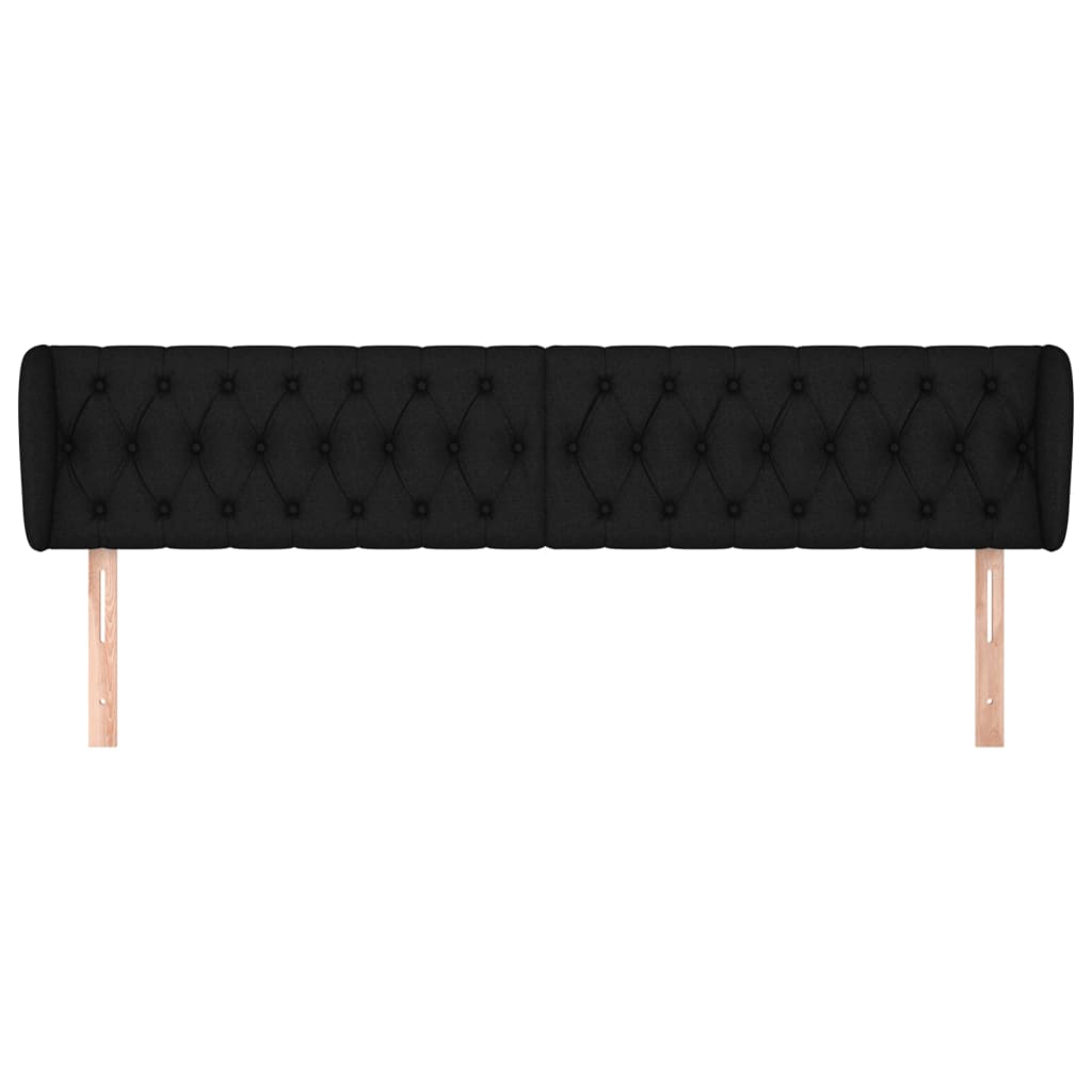 sengegavl med kanter 203x23x78/88 cm stof sort