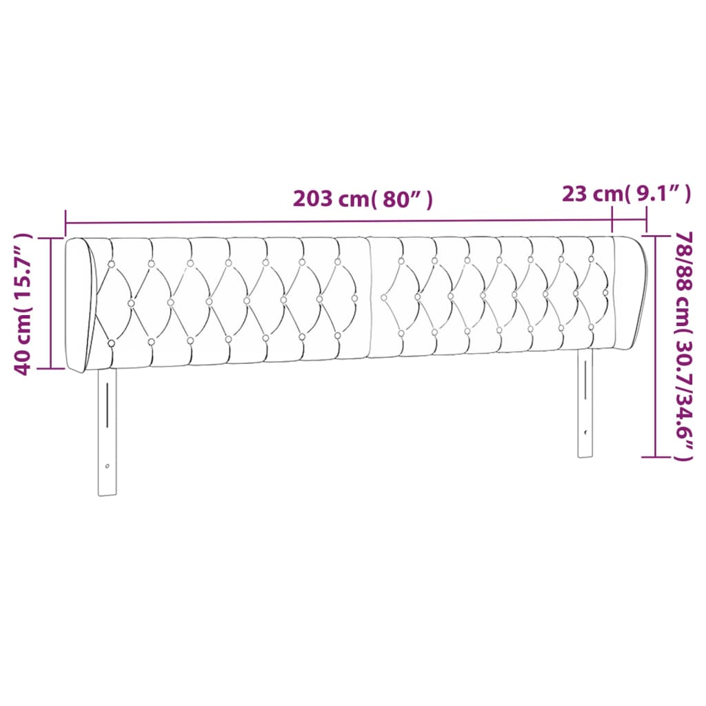 sengegavl med kanter 203x23x78/88 cm stof mørkebrun