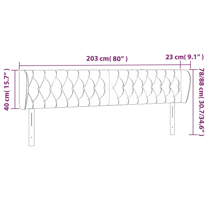 sengegavl med kanter 203x23x78/88 cm stof gråbrun