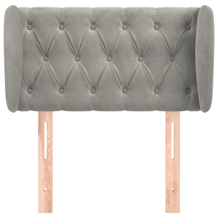 sengegavl med kanter 83x23x78/88 cm fløjl lysegrå