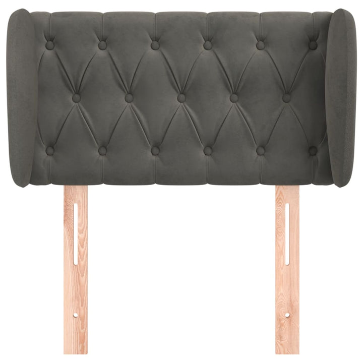 sengegavl med kanter 83x23x78/88 cm fløjl mørkegrå