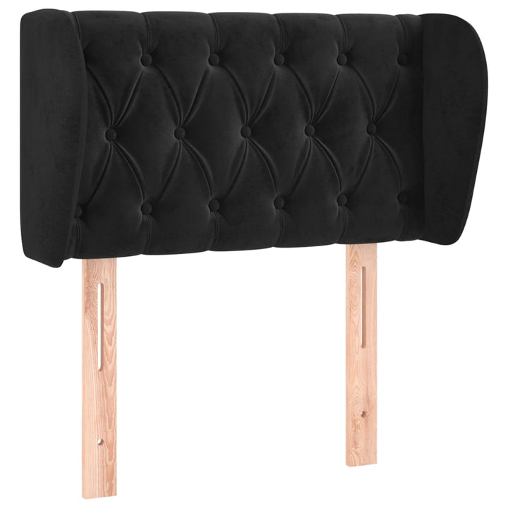 sengegavl med kanter 83x23x78/88 cm fløjl sort