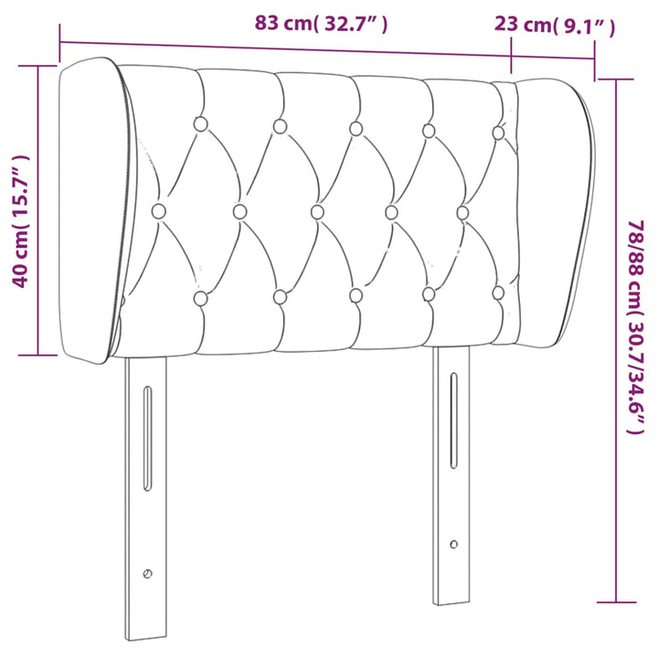 sengegavl med kanter 83x23x78/88 cm fløjl sort