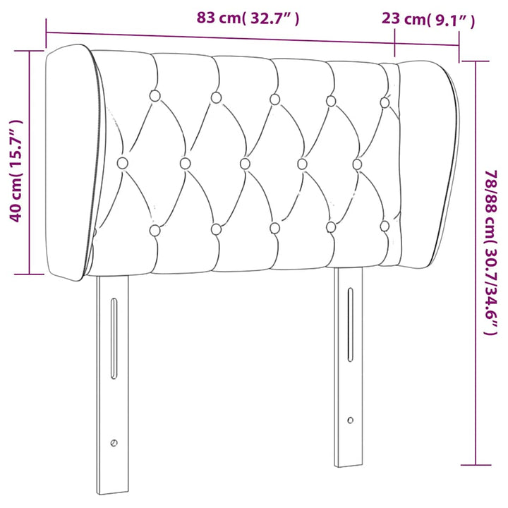 sengegavl med kanter 83x23x78/88 cm fløjl mørkegrøn